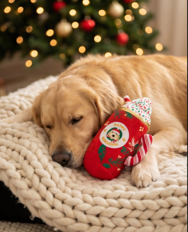 Howliday Cheer Mug Plush Squeaky Christmas Dog Toy