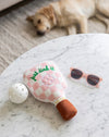 Pickleball Paddle Pink Checker Plush Squeaky Dog Toy