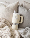 Snuggly Cup Embroidered Plush Squeaky Dog Toy - 3 Colors: Blush, Teal, Ivory