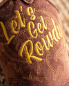 Brown Cowboy Boot "Let's Get Rowdy" Western Plush Squeaky Dog Toy
