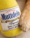Muttdelo Beer Bottle Yellow Plush Squeaky Dog Toy