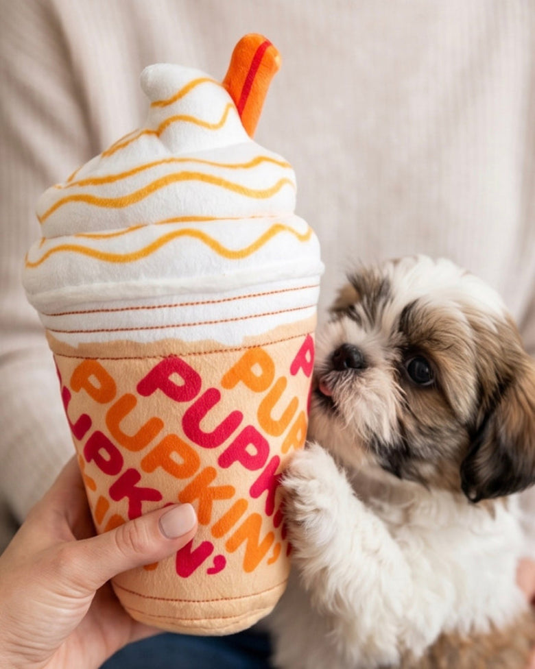 Pupkin' Donuts Iced Coffee Cup Plush Squeaky Dog Toy