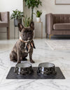 Black Checker Chewy Stylish Pet Bowl - Size Medium