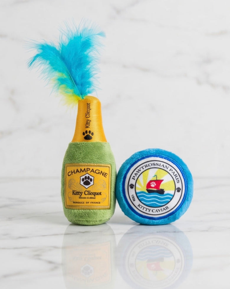 Kitty Clicquot (Bottle & Caviar) Cat Toy Set - 2 Pc