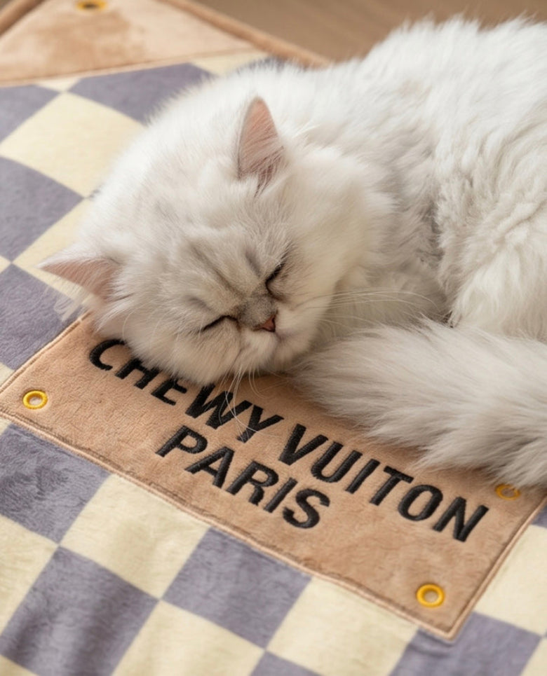 Brown Checker Chewy Posh Comfy Pet Bed