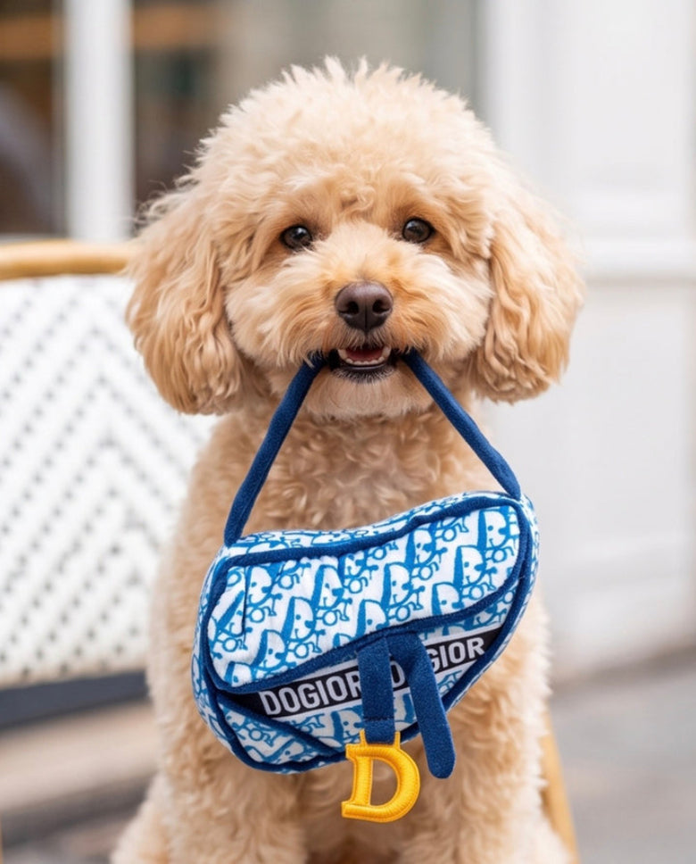 Dog-ior Blue Saddle Bag Plush Squeaky Dog Toy