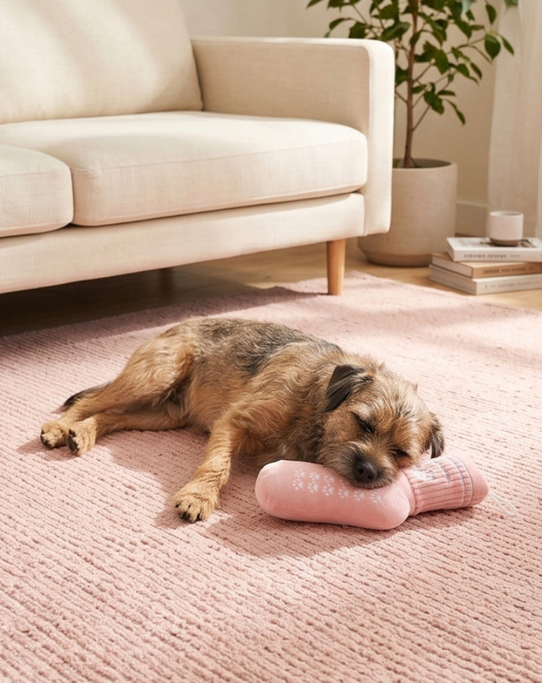 Doggo Pink Athletic Sock Plush Squeaky Dog Toy