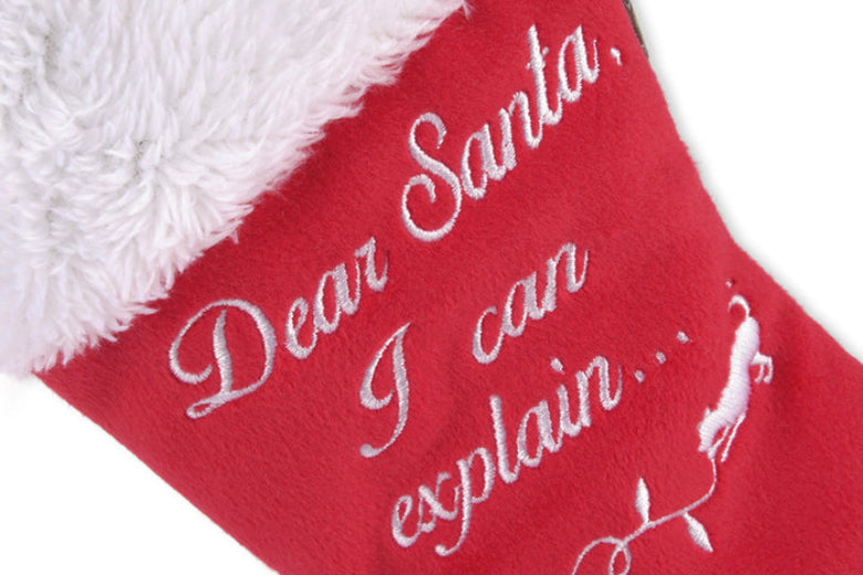 Merry Woofmas Good Dog Stocking Christmas Holiday Plush Dog Toy Set - 2Pc
