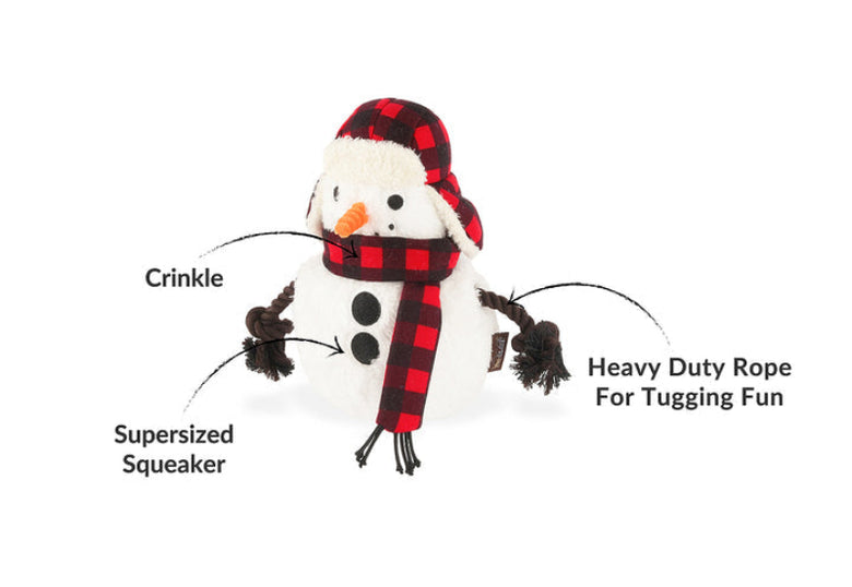 Home for the Holidays Blizzard Buddy Christmas Snowman Plush Squeak Dog Toy