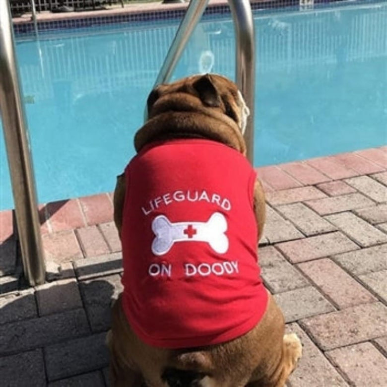 Parisian Pet Tee's Lifeguard On Doody Red Dog Tee