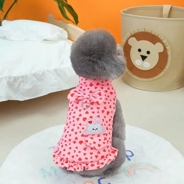 AE-JH HOME Jackets-Coats Sweet Hearts Bow Pink Dog Coat