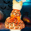 AE-CATSANDDOGSLIFESTORE dog apparel Orange Halloween Print w Bow Pet Dress