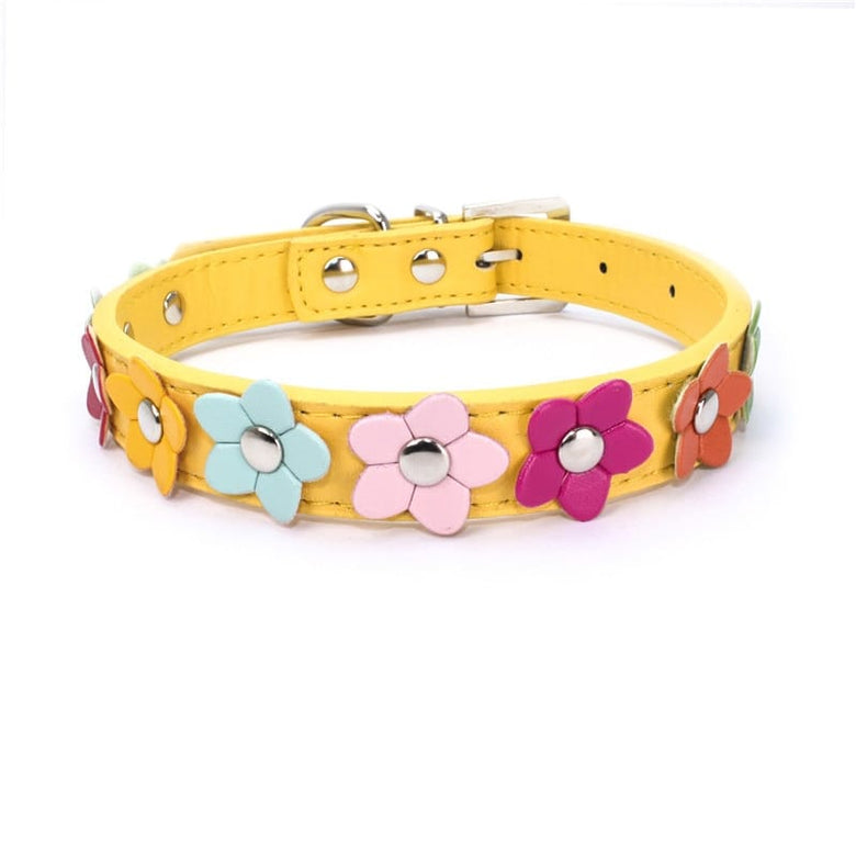 AE-SHOP1102 COLLARS Ylw / XS Beautiful Spring Flowers Dog Collars - Multiple Colors