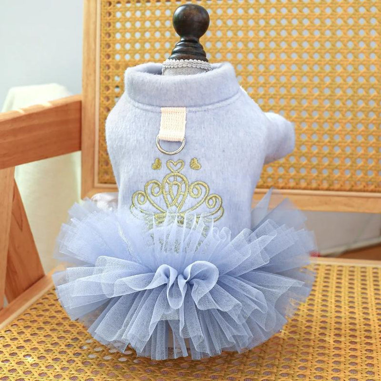 AE - PETCIRCLE dog apparel Blu / XS Crown Princess Embroidered Tutu Pet Dress