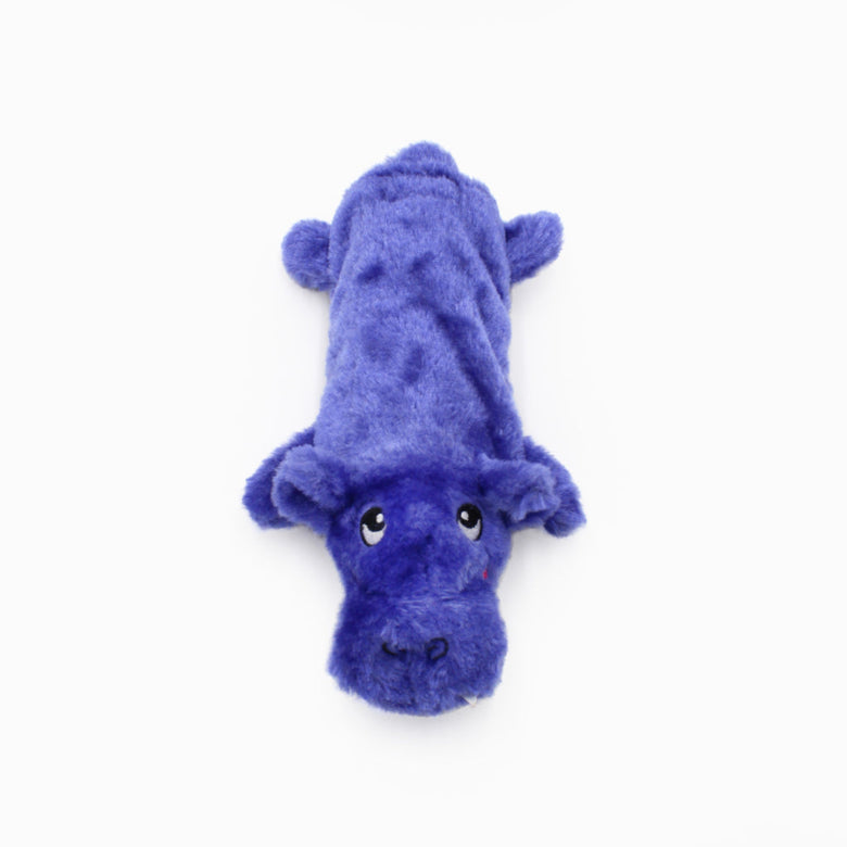 Bottle Crusherz Purple Plush Squeaky Hippo Dog Toy