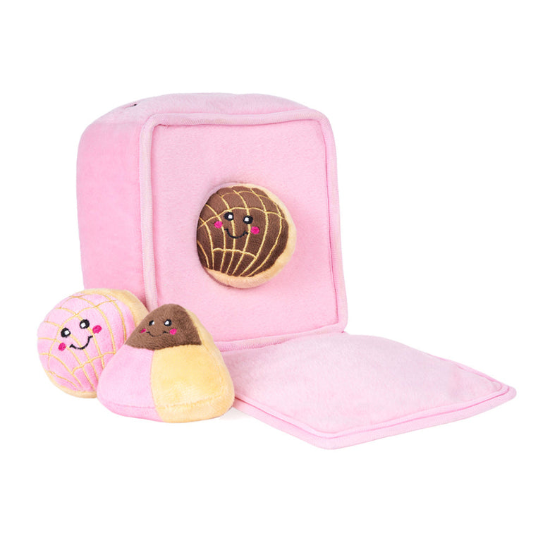 Burrow Pan Dulce Pink Box Plush Squeaky Dog Toy Set - 4 Pc