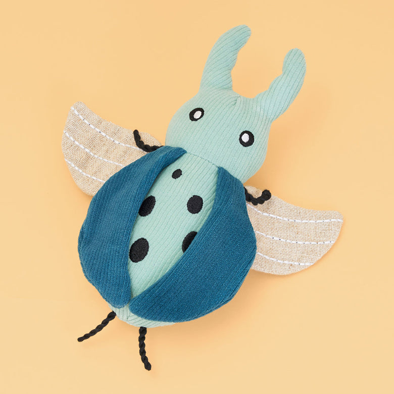 EcoZippy Corduroy Critter Beetle Plush Squeaky Dog Toy