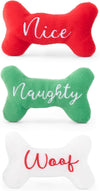 Holiday Miniz Naughty & Nice Bones Plush Squeaky Christmas Dog Toy Set - 3 Pk