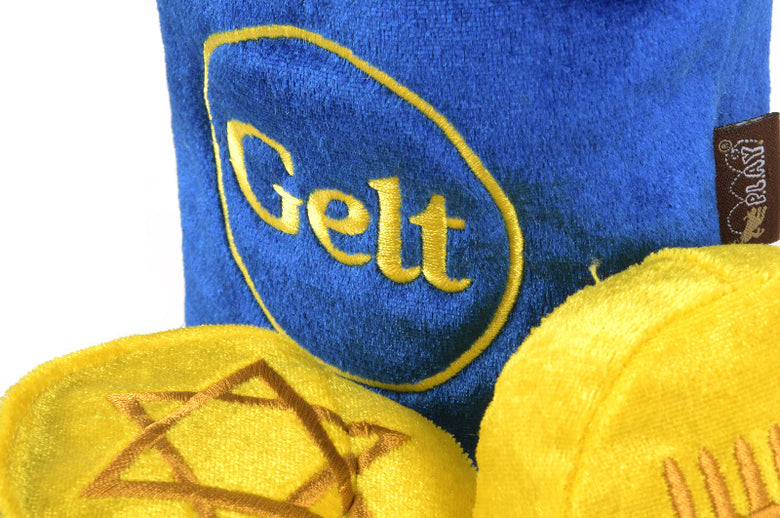 Paw-nukkah Gelt-y Treats Plush Squeaky Hanukkah Holiday Dog Toy Set - 3 Pc
