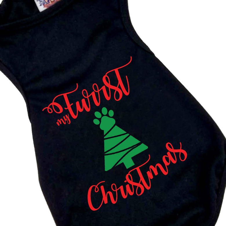 House of FurBaby House of FurBaby - Pet Holiday Dog Shirt | My Furrst Christmas - 2 Colors: Black / XS- 3-6 lbs
