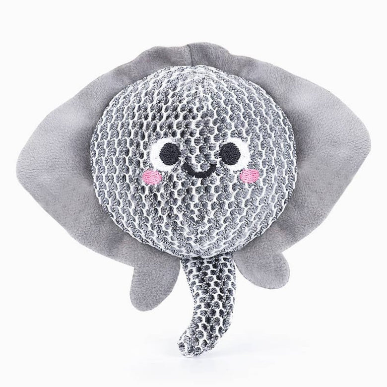 Hugsmart Products Inc dog toys Ocean Pals Stingray Smiley Face Super Ball Mesh Plush Dog Toy