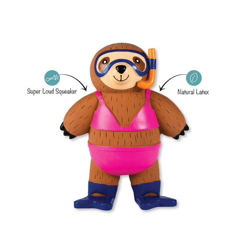 Eat Sleep Snorkel Sloth Bikini Latex Squeaker Dog Toy