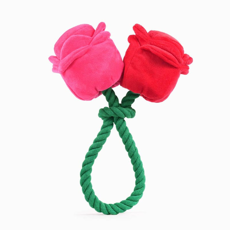 Hugsmart Products Inc Dog Toys Woof Love Vday Rose Cluster Rope Plush Dog Toy Set