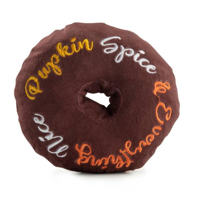 Haute Diggity Dog dog toys Fall Pupkin Spice Donut Plush Squeak Dog Toy