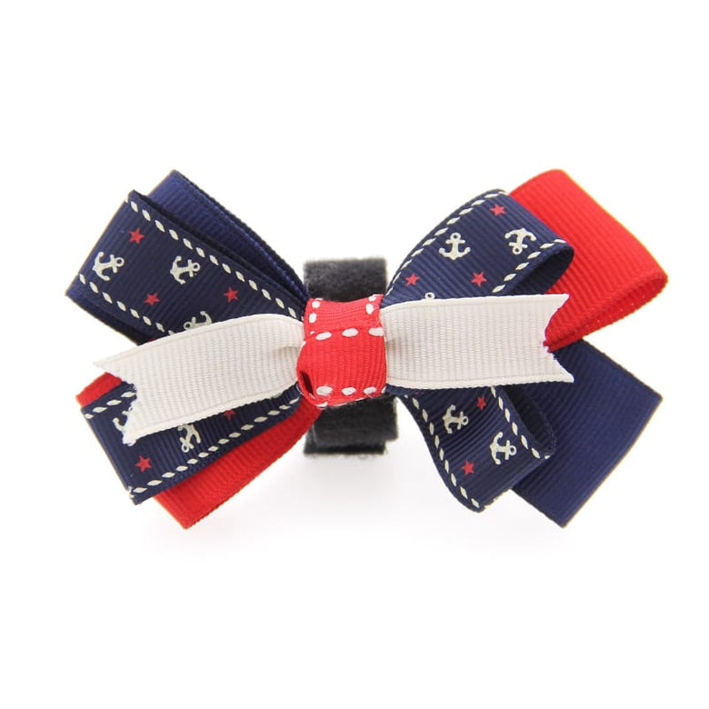 Pooch Outfitters Bow Tie Anchor Red White & Blue Bow Pet Collar Attachment