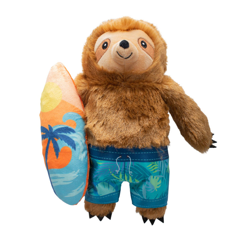 Makin' Waves Summer Beach Surf Sloth Plush Squeaky Dog Toy