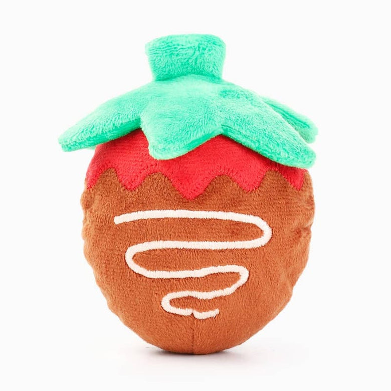 Hugsmart Products Inc dog toys Woof Love Strawberry Chocolate Dipped Ball Plush Dog Toy