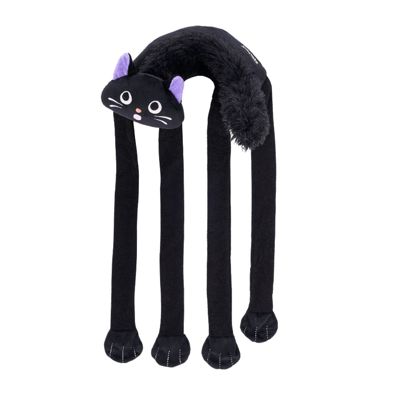 EcoZippy Halloween Crinkle Scaredy Black Cat Plush Squeaky Dog Toy