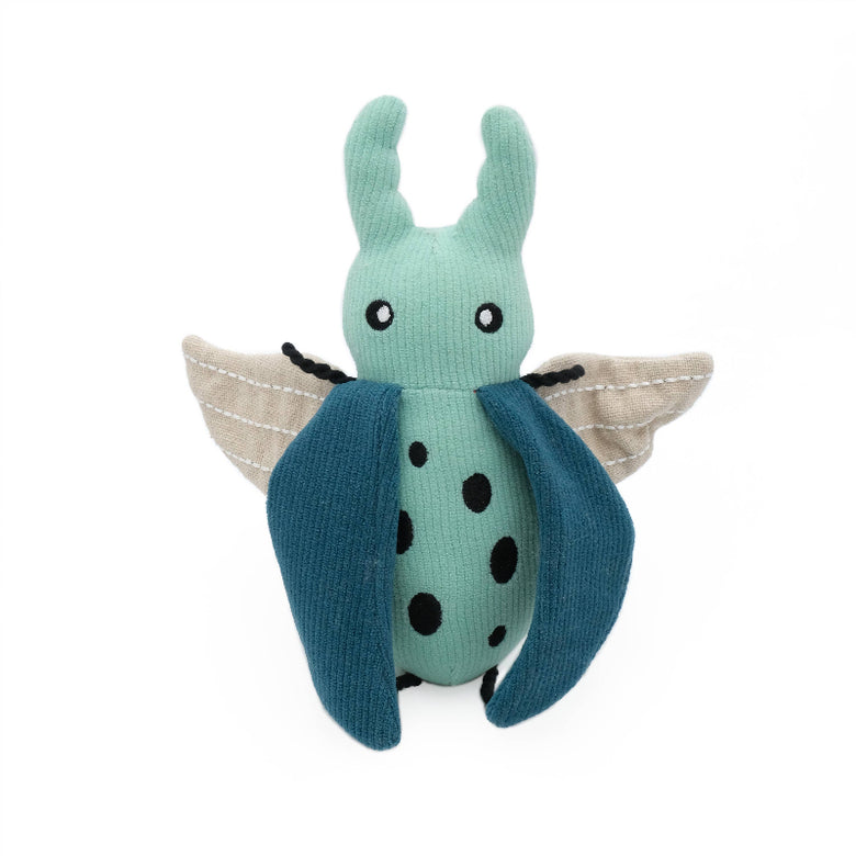 EcoZippy Corduroy Critter Beetle Plush Squeaky Dog Toy