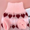 TM - CUTE PET LIFE PAVILION Dog Apparel Hearts Knit Pullover Turtleneck Pink Dog Sweater