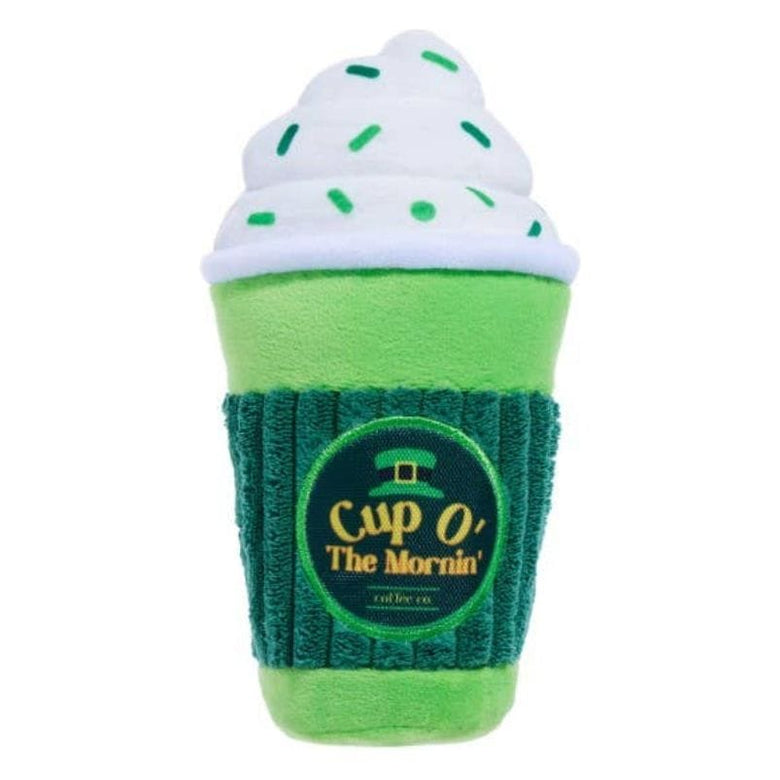 BARK dog toys Cup O' The Mornin' Coffee St. Patrick's Day Plush Dog Toy
