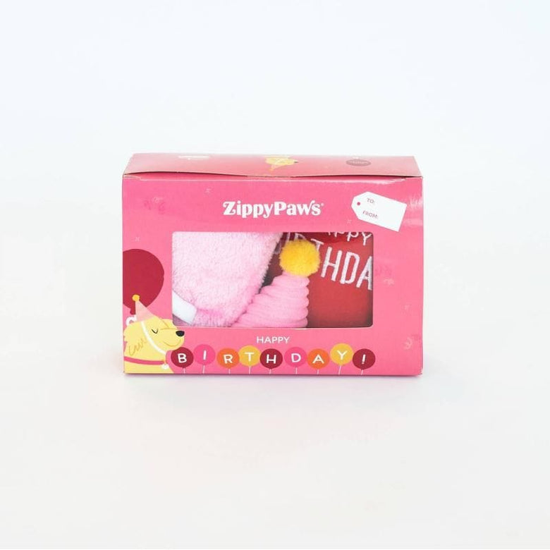Zippypaws Toys Birthday Girl Pink Box Dog Toy Set - 3 Pk