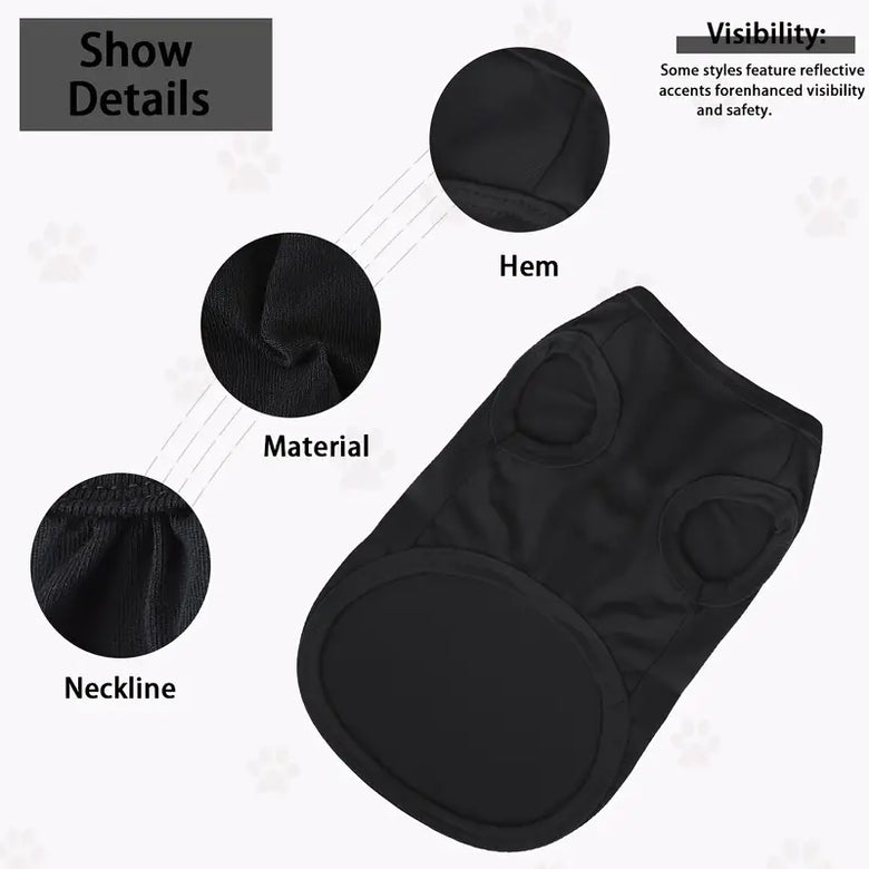 TM - PAIAITE Dog Apparel Red Heart Paw Prints Black Dog Tee