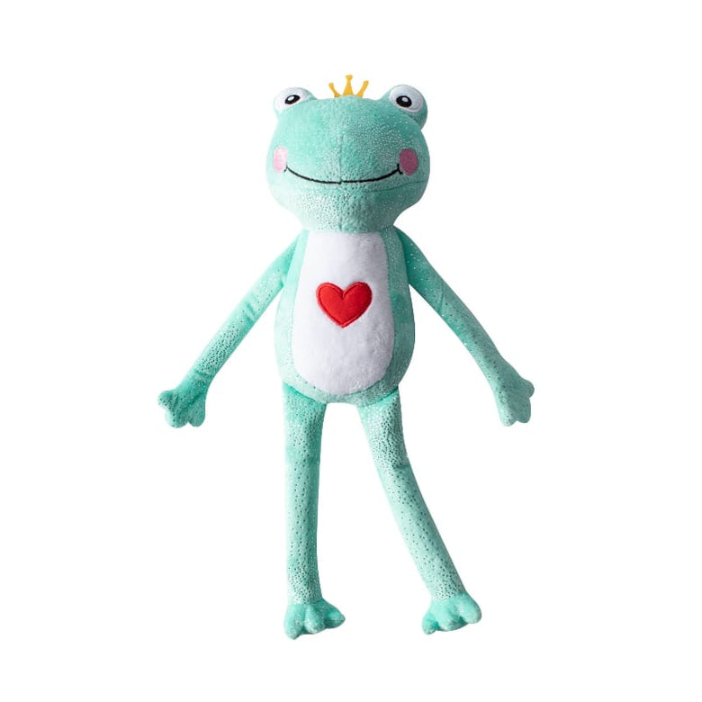 Petshop by Fringe Studio dog toys Prince Charming Love Heart Frog Plush Squeak Dog Toy