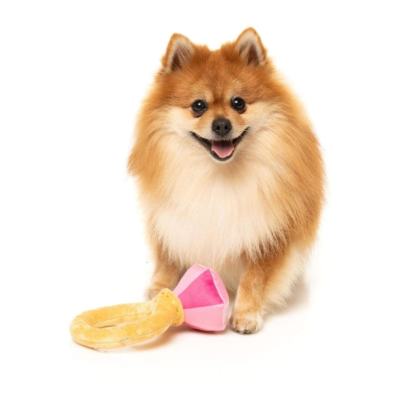 FuzzYard dog toys Diamond In The Ruff Pink Ring Plush Dog Toy