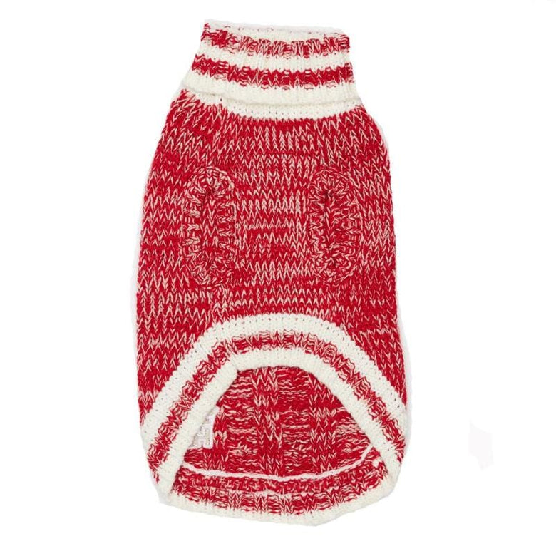 Barkers Bowtique Sweaters Red Cable Knit with Red/White Turtleneck Dog Sweater