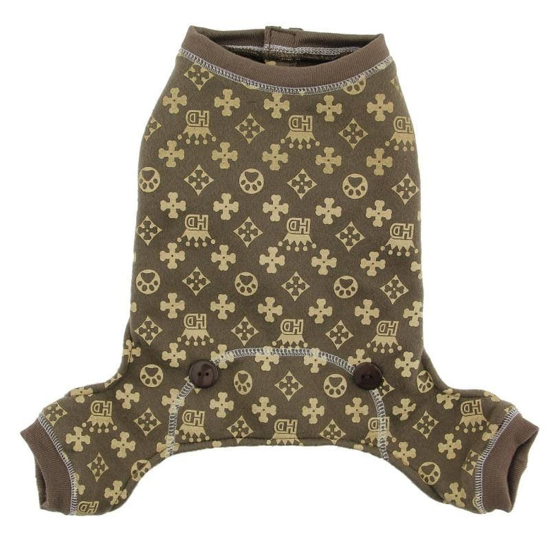 Barker's Bowtique Pajamas HD Crown Longjohns Pet Jumper in Brown