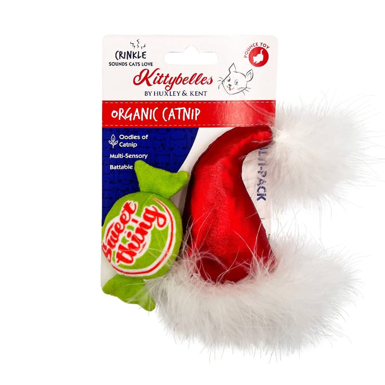 Huxley & Kent Cat Toys Holiday Santa Hat & Sweet Thing Cat Toy Set - 2 Pk