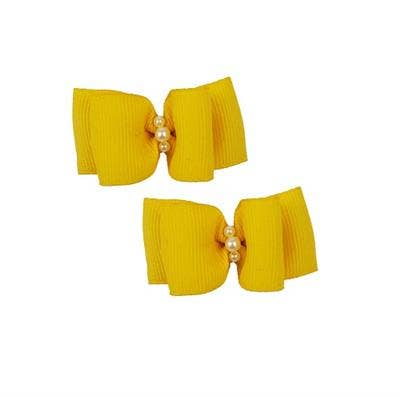 Barker's Bowtique Hair Bows Yellow Canine Hair Bows on French Clips - 2 bows per card