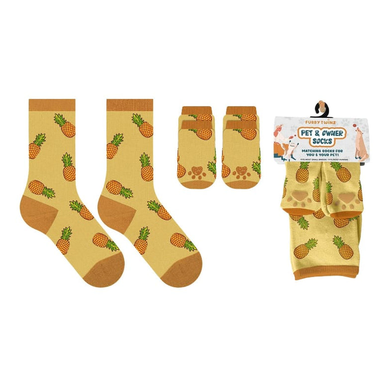 Extreme Fit Wholesale Pet Socks Yellow Pineapple Matching Pet & Owner Fun Socks - One Size Fits Most