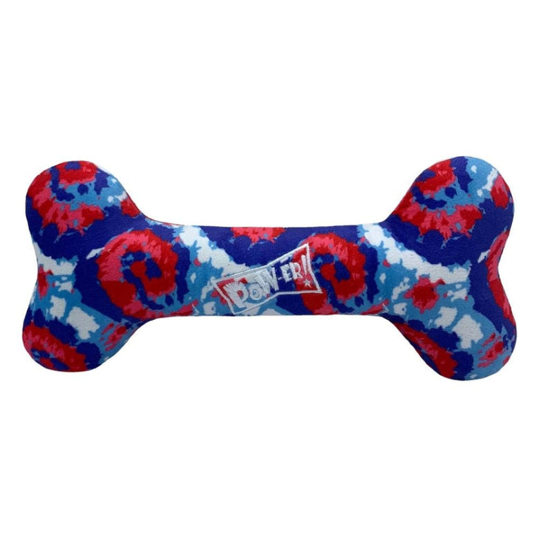 USA Pup Red Wht Blue Patriotic Plush Squeaky Bone Dog Toy - 2 Sizes