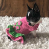 Dallas Dogs, Ltd Sweaters Girlie Girl Pink and Green Flowers Cozy Dog Sweater Dress