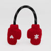 Holiday Rope Tugz Red Winter Mittens Plush Squeak Tug Dog Toy