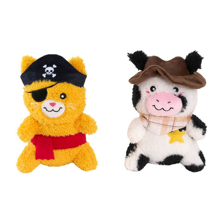 Halloween Cheeky Chumz Jr Pirate Cat & Cow Cowboy Plush Dog Toy Set - 2 Pk
