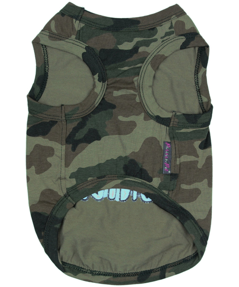 Bug Hunter Green Camo Embroidered Dog T-Shirt