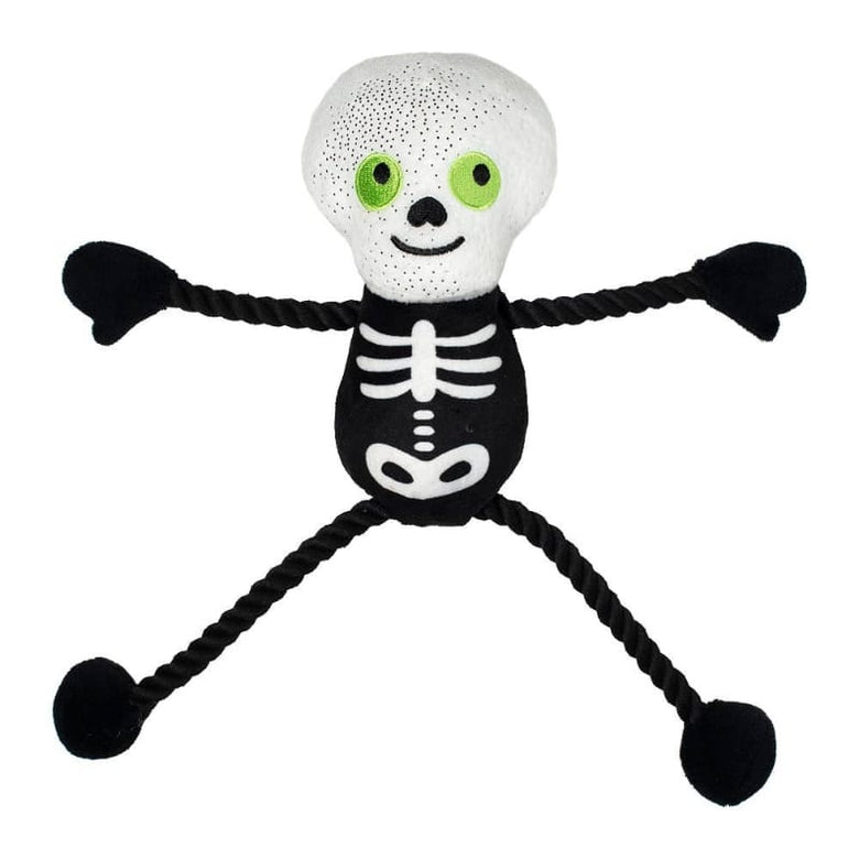 PetShop by Fringe Studio dog toys Halloween Got A Bone To Pick Skeleton Rope Tug Plush Squeak Dog Toy